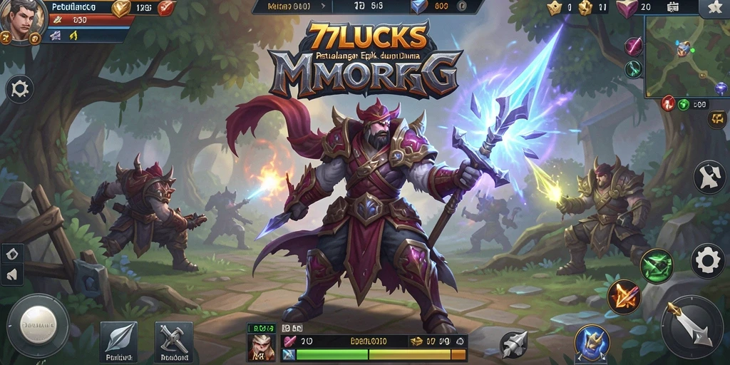 Screenshot gameplay 77LUCKS menampilkan aksi seru dalam petualangan MMORPG.