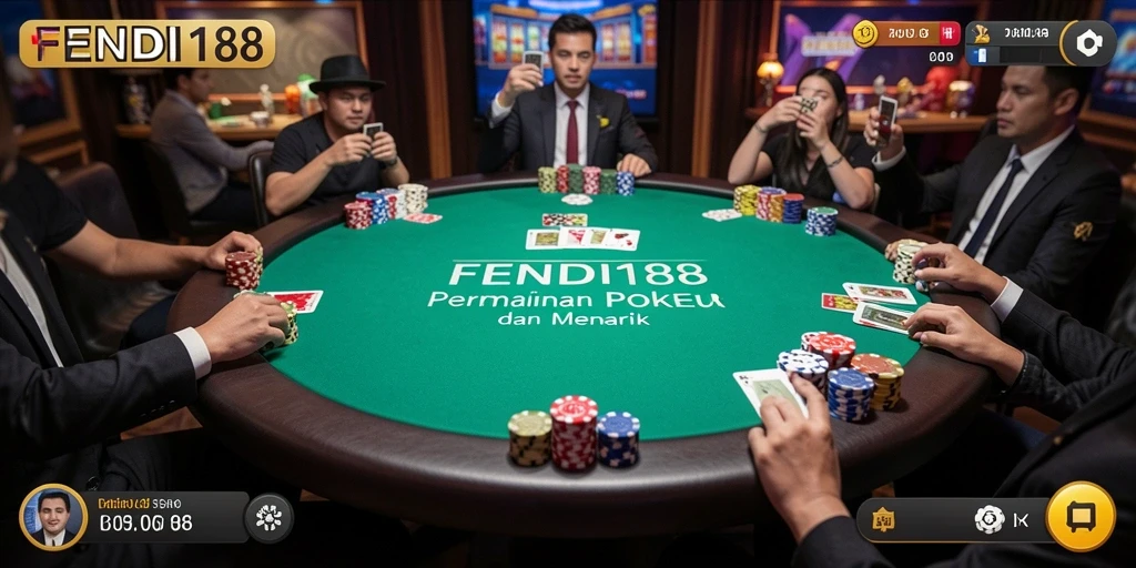 Screenshot permainan Poker yang menampilkan fitur menarik di FENDI188.