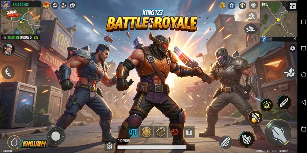 Tampilan menarik gameplay KING123 dalam pertarungan Battle Royale.