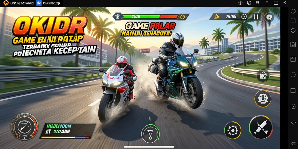 Tampilan menegangkan dari gameplay balap motor di OKIDR.