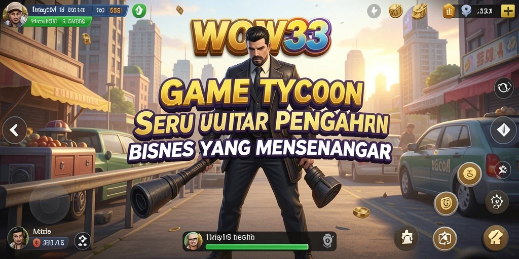 Screenshot gameplay WOW33 yang menampilkan manajemen bisnis yang menarik.